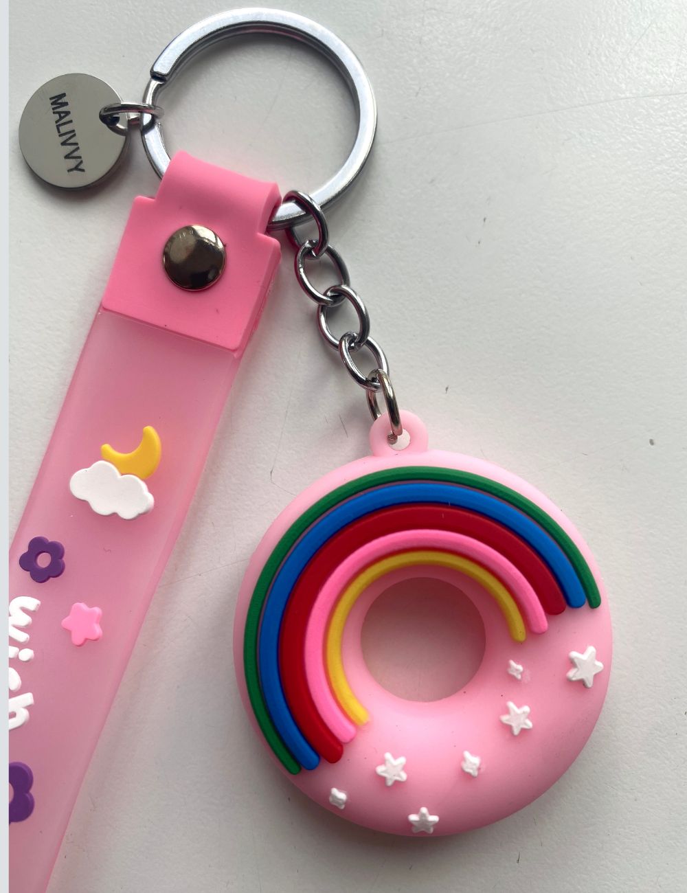 Nøglering med doughnut - rosa