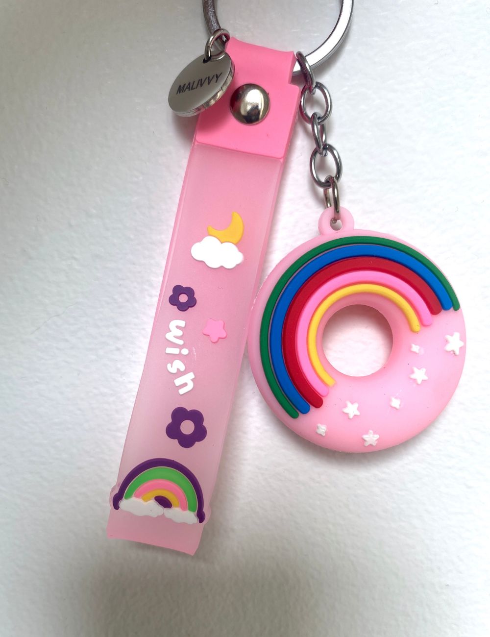 Nøglering med doughnut - rosa