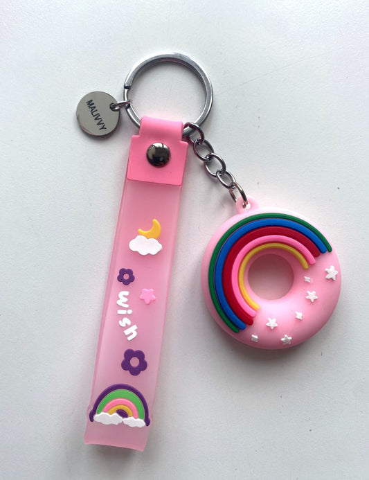 Nøglering med doughnut - rosa